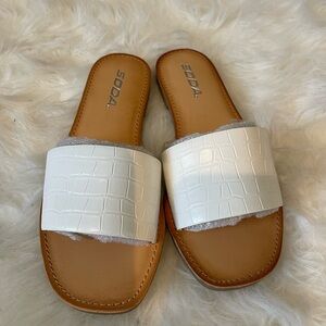 Soda Women's White Croc Slide Sandals